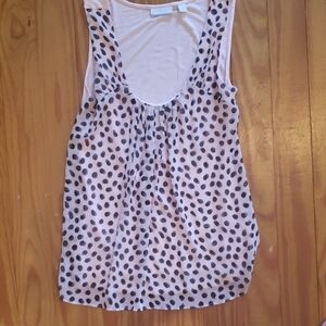 New York & Company Pink Polka Dot Scoop Neck Tank
